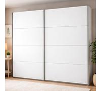 Dmora Guardaroba Grande Iwaki 245x218h cm Bianco Opaco Appendiabiti 2 Ripiani, Armadio Camera da Letto Apertura Scorrevole