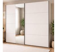 Dmora Guardaroba Grande Iwakuni 245x218h cm Bianco Crema Appendiabiti 2 Ripiani, Armadio Camera da Letto Apertura Scorrevole