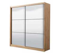 Dmora Guardaroba Grande Kakita 213x216h cm Marrone Rovere Nodi Appendiabiti 5 Ripiani, Armadio Camera da Letto Apertura Scorrevole