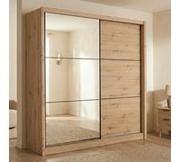 Dmora Guardaroba Grande Kakoha 213x216h cm Marrone Rovere Nodi Appendiabiti 5 Ripiani, Armadio Camera da Letto Apertura Scorrevole