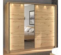 Dmora Guardaroba Grande Kashimi 237x210h cm Marrone Rovere Nodi Appendiabiti 8 Ripiani, Armadio Camera da Letto Apertura Scorrevole