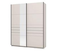 Dmora Guardaroba Grande Kataka 146x218h cm Bianco Crema Appendiabiti 2 Ripiani, Armadio Camera da Letto Apertura Scorrevole