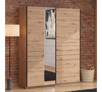 Dmora Guardaroba Grande Kataka 146x218h cm Marrone Rovere Nodi Appendiabiti 2 Ripiani, Armadio Camera da Letto Apertura Scorrevole