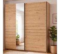 Dmora Guardaroba Grande Katoko 220x218h cm Marrone Rovere Nodi Appendiabiti 2 Ripiani, Armadio Camera da Letto Apertura Scorrevole