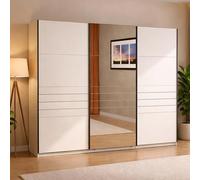 Dmora Guardaroba Grande Kechishi 267x217h cm Bianco Opaco Appendiabiti 2 Ripiani, Armadio Camera da Letto Apertura Scorrevole