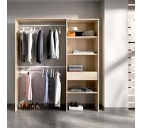 Dmora - Guardaroba Lhotse, Struttura per cabina armadio, Mobile appendiabiti aperto, 160x40h187 cm, Rovere