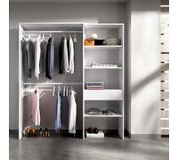 Dmora - Guardaroba Lhotse, Struttura per cabina armadio, Mobile appendiabiti aperto, 160x40h187 cm, Bianco