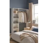 Dmora Guardaroba Grande Makalu 40x187h cm Bianco Appendiabiti 4 Ripiani, Armadio Camera da Letto 6 Vani