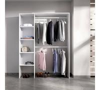 Dmora - Guardaroba Makalu, Struttura per cabina armadio, Mobile appendiabiti aperto, 140x40h187 cm, Bianco