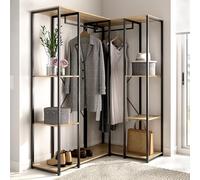 Dmora Guardaroba Grande MonteLambro 130x167h cm Marrone Rovere 5 Ripiani Appendiabiti, Armadio Camera da Letto Cassetti