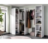 Dmora - Guardaroba Plose, Struttura per cabina armadio angolare, Mobile appendiabiti aperto ad angolo, 226x79h186 cm, Bianco