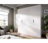 Dmora - Guardaroba grande Prado, Mobile appendiabiti per camera da letto, Armadio a 4 ante battenti, 180x52h204 cm, Bianco