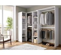 Dmora - Guardaroba Quadro, Struttura per cabina armadio angolare, Mobile appendiabiti aperto ad angolo, 228x79h187 cm, Bianco