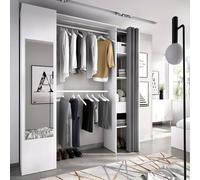 Dmora - Guardaroba Rigi, Struttura per cabina armadio, Mobile appendiabiti aperto, 177x52h205 cm, Bianco e Antracite