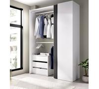 Dmora - Guardaroba Sciliar, Struttura per cabina armadio, Mobile appendiabiti aperto, 141x52h205 cm, Bianco e Antracite