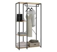 Dmora Guardaroba Grande Spicchio 40x167h cm Marrone Rovere 3 Ripiani Appendiabiti, Armadio Camera da Letto Cassetti