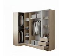 Dmora - Guardaroba Succiso, Mobile angolare per camera da letto, Armadio appendiabiti ad angolo a 5 ante battenti, 214x91h184 cm, Rovere