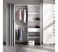 Dmora - Guardaroba Wetterhorn, Struttura per cabina armadio, Mobile appendiabiti aperto, 160x50h205 cm, Bianco e Grigio