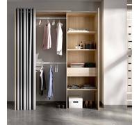 Dmora - Guardaroba Wetterhorn, Struttura per cabina armadio con tenda, Mobile appendiabiti aperto, 160x50h203 cm, Rovere