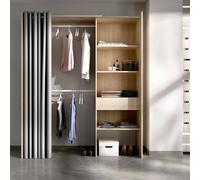 Dmora Guardaroba Grande Wetterhorn, Struttura per Cabina Armadio con Tenda, Mobile Appendiabiti Aperto, 160x50h205 cm, Rovere