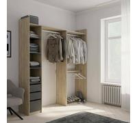 Dmora Guardaroba Grande Yonne, Mobile Camera da Letto, Cabina portabiti, Armadio Appendiabiti, 200x44 h218 cm, Rovere, Pannello truciolare melaminico 15mm