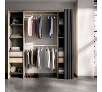 Dmora - Guardaroba Resegone, Struttura per cabina armadio, Mobile appendiabiti aperto, 180x50h205 cm, Rovere e Antracite