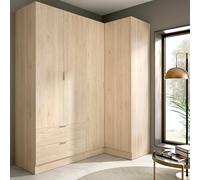 Dmora - Guardaroba Sillara, Mobile angolare per camera da letto, Armadio appendiabiti ad angolo a 4 ante battenti, 174x91h184 cm, Rovere