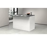 Dmora - Isola da cucina Emmanuel, Armadio multiuso, Mobile per cucinotto, Tavolo ausiliario, 100% Made in Italy, 125x90h90 cm, Bianco lucido e Ardesia