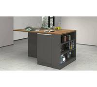 Dmora - Isola da cucina Osvaldo, Armadio multiuso, Mobile per cucinotto, Tavolo ausiliario, 100% Made in Italy, 160x90h90 cm, Antracite e Rovere