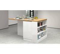 Dmora - Isola da cucina Osvaldo, Armadio multiuso, Mobile per cucinotto, Tavolo ausiliario, 100% Made in Italy, 160x90h90 cm, Bianco lucido e Rovere