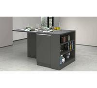Dmora - Isola da cucina Osvaldo, Armadio multiuso, Mobile per cucinotto, Tavolo ausiliario, 100% Made in Italy, 160x90h90 cm, Antracite e Ardesia