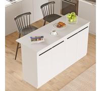 Dmora Isola da Cucina Valkor 160x60x90h cm Bianco 2 Ripiani 4 Ante, Mobile Dispensa 4 Vani