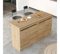 Dmora Isola da Cucina Xerion 160x60x90h cm Marrone Rovere 2 Ripiani 4 Vani, Mobile Dispensa 4 Ante