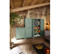 Dmora Keter Armadio 2 Ripiani Regolabili Realizzato in Resina Planet Outdoor Basso, Verde, 80 x 44 x 100 cm