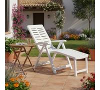 Dmora Lettino Prendisole Monza 60x60x109h cm Bianco Pieghevole con Poggiapiedi Peso Supportato 120 kg, Sdraio da Giardino Schienale Regolabile