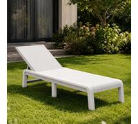 Dmora Lettino Prendisole Muccia Bianco Peso Supportato 110 kg Colore Seduta Bianco, Sdraio da Giardino Schienale Regolabile