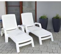 Dmora - Lettino prendisole Saturno, Sdraio da giardino regolabile con braccioli, Lettino da esterno, 100% Made in Italy, 190x46h70 cm, Bianco