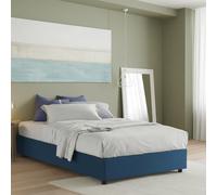 Dmora Letto alla Francese Adele, Letto Contenitore con Rivestimento in Tessuto, Apertura Frontale, Materasso Cm 140x190 Incluso, 100% Made in Italy, Blu