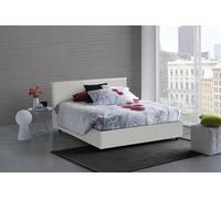 Dmora Letto alla Francese Aurea, Letto Contenitore in Ecopelle, Apertura Frontale, Adatto per Materasso Cm 140x190, 100% Made in Italy, Bianco