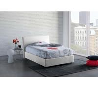 Dmora Letto alla Francese Azue, Letto Contenitore in Tessuto, Apertura Frontale, Adatto per Materasso Cm 140x190, 100% Made in Italy, Bianco