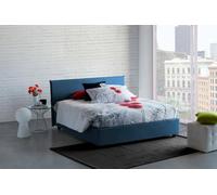 Dmora Letto alla Francese Azue, Letto Contenitore in Tessuto, Apertura Frontale, Adatto per Materasso Cm 140x190, 100% Made in Italy, Blu