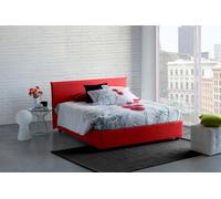 Dmora Letto alla Francese Beata, Letto Contenitore in Tessuto, Apertura Frontale, con Materasso Cm 140x190 Incluso, 100% Made in Italy Rosso