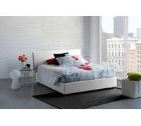 Dmora Letto alla Francese Bernadette, Letto Contenitore in Tessuto, Apertura Frontale, con Materasso Cm 140x200 Incluso, 100% Made in Italy, Bianco