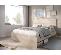 Dmora Letto alla Francese Carnizza, Sommier per Camera da Letto, Giroletto per Stanza, Struttura Porta Materasso, 146x195 h100 cm, Rovere