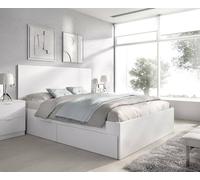 Dmora Letto alla Francese Conero, Sommier per Camera da Letto, Giroletto per Stanza, Struttura Porta Materasso, 249x195 h100 cm, Bianco