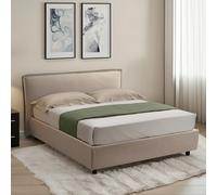 Dmora Letto Alla Francese Tita Grigio Tortora Sfoderabile Contenitore, Dimensione Materasso 120x190 cm Made in Italy