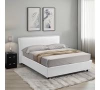 Dmora Letto Alla Francese Tonia Bianco Sfoderabile Contenitore, Dimensione Materasso 120x200 cm Made in Italy