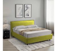 Dmora Letto Alla Francese Tonia Verde Sfoderabile Contenitore, Dimensione Materasso 120x200 cm Made in Italy