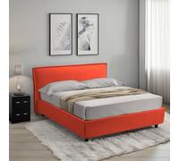 Dmora Letto Alla Francese Tosca Arancione Materasso Incluso Sfoderabile, Contenitore Made in Italy