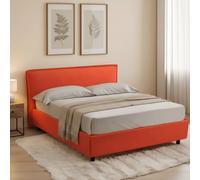 Dmora Letto Alla Francese Tosca Arancione Materasso Incluso Sfoderabile, Contenitore Made in Italy